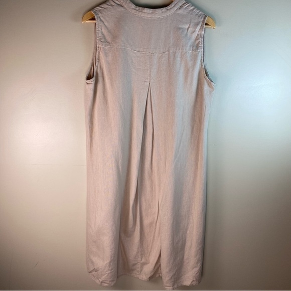 Anne Klein Woman’s Dress Large Linen Sleeveless Tan - Picture 2 of 7